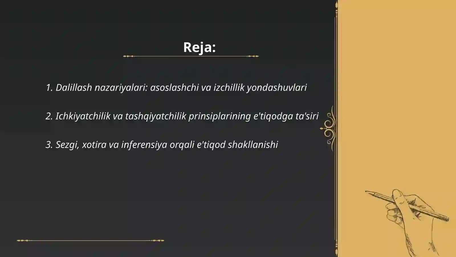 Dalillash va ishonch-e`tiqosning shakllanishi jarayoni 2