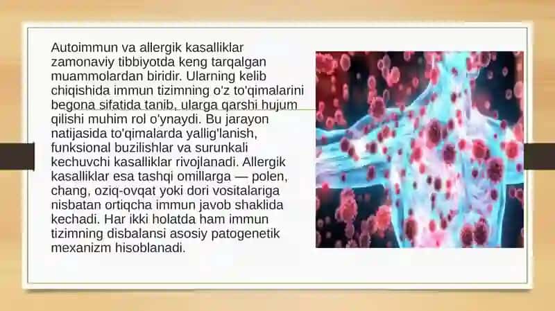 Autoimmun va allergik kasalliklar kelib chiqishi, kechishi, diagnostikasi 2