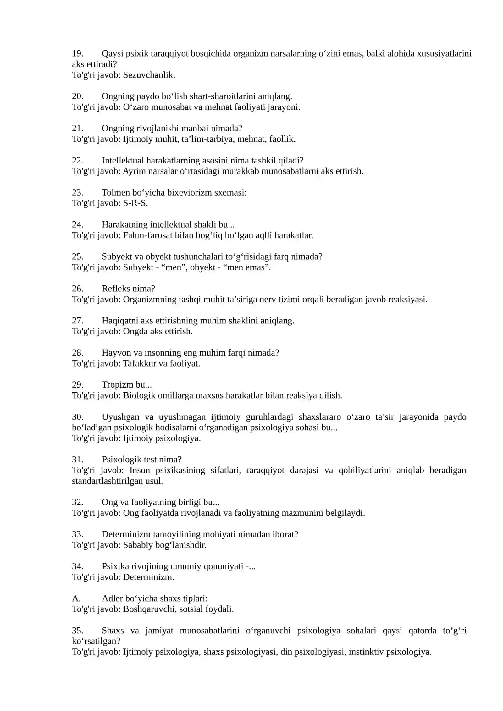 Psixologiya fanining rivojlanishi 2