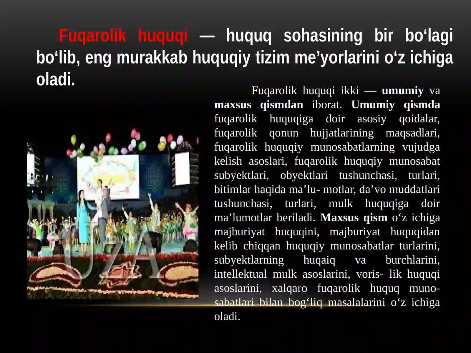 10-sinf Huquq fanidan Fuqarolik huquqi asoslari mavzuda dars taqdimoti 2