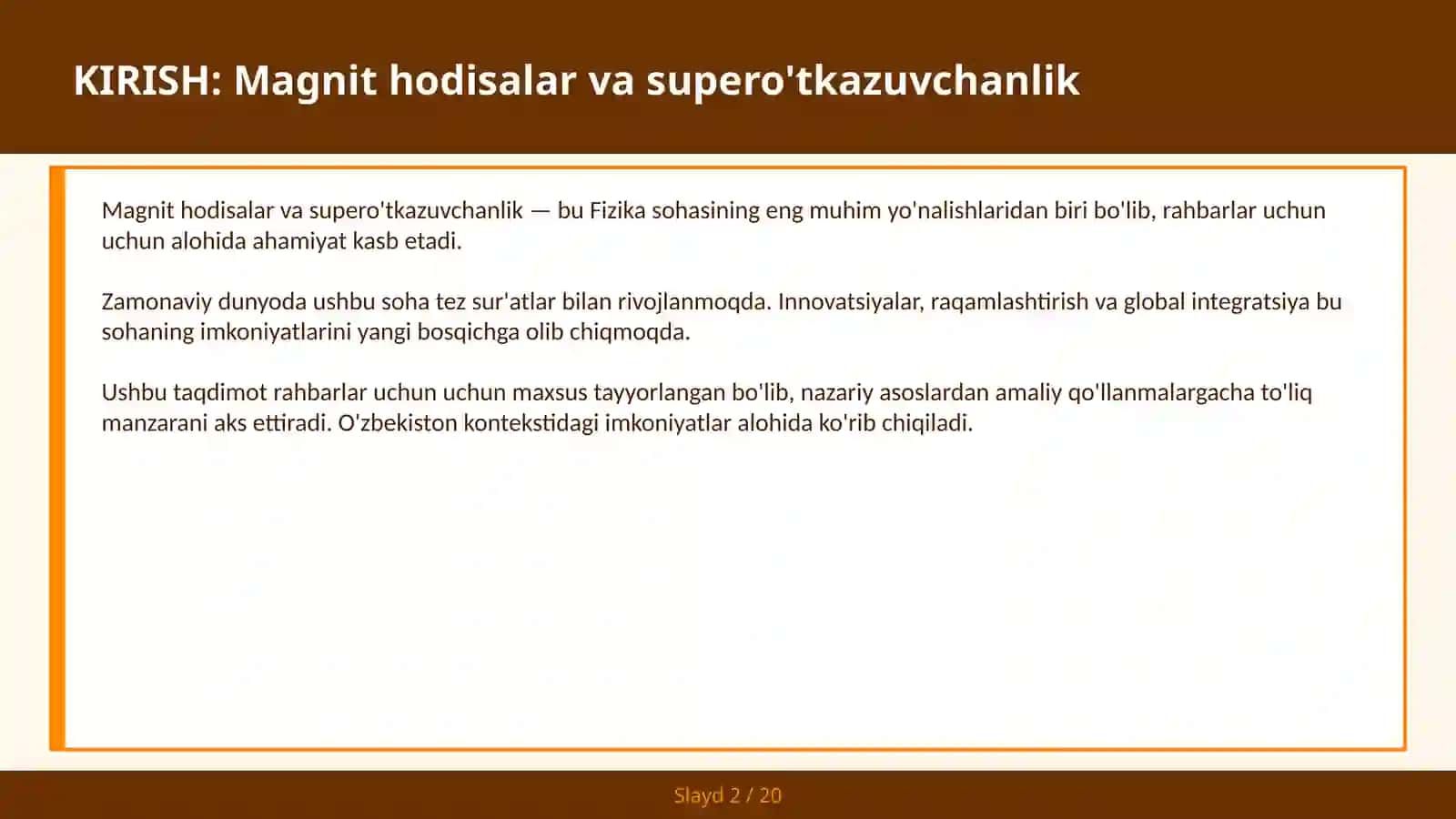 Magnit hodisalar va supero'tkazuvchanlik 2