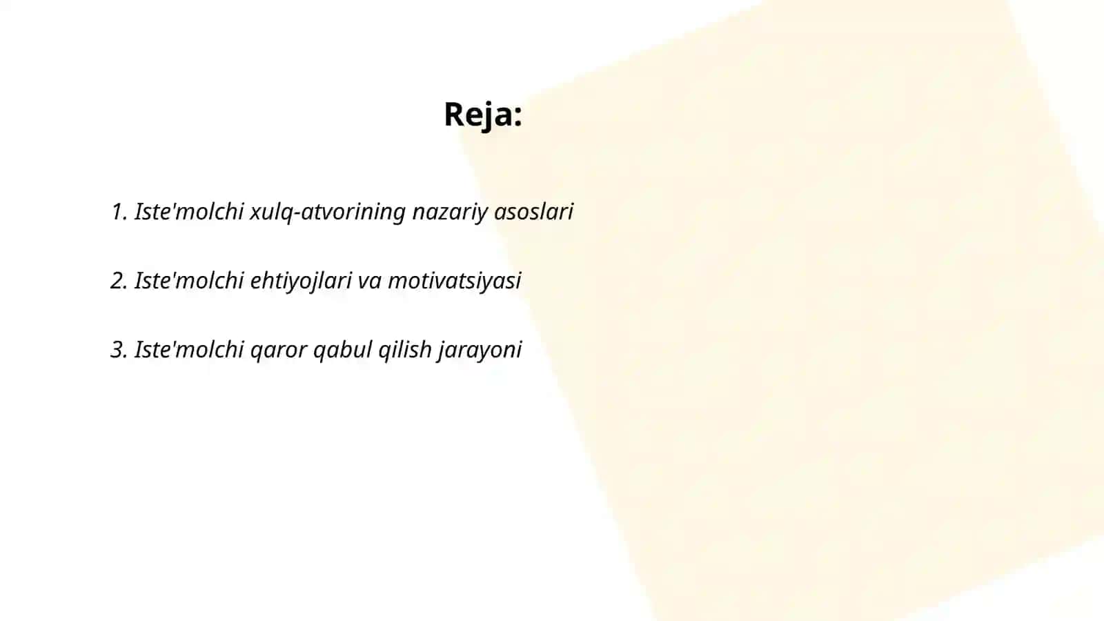 Isteʼmolchi xulqi nazariyasining asosiy xolati 2