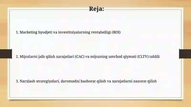Xo‘jalik yurituvchi subyektlar marketing strategiyasining moliyaviy jihatlari 2
