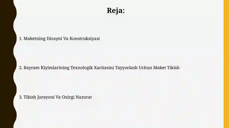 Bayram Kiyimlarining Texnologik Xaritasini Tayyorlash Uchun Maket Tikish 2