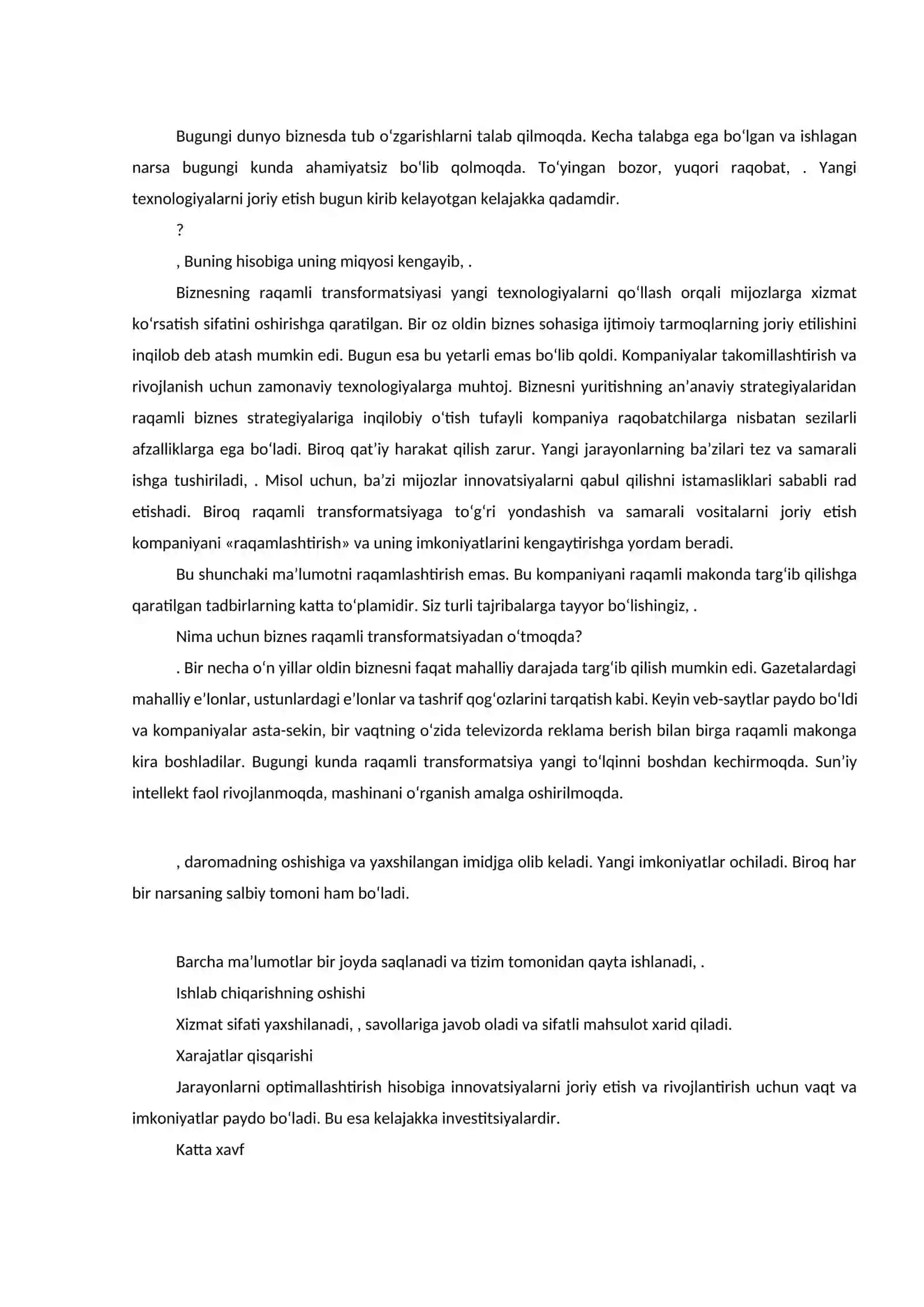Biznes kompaniyalarining rivojlanishi 2