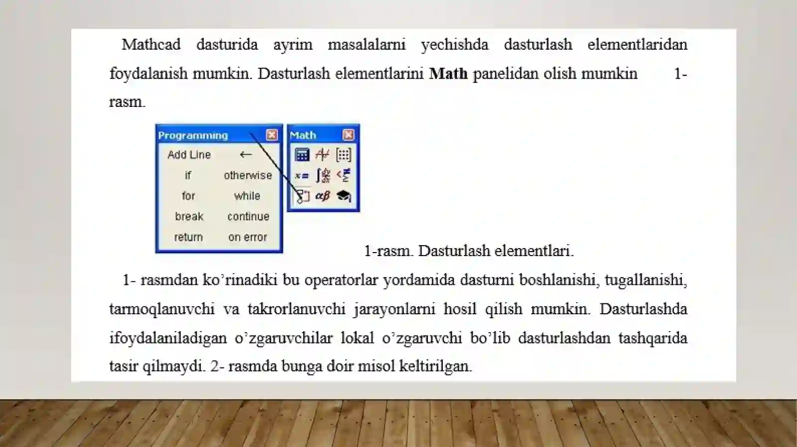 Mathcad dasturlash elementlari 2