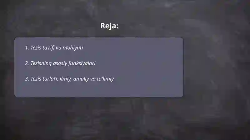 Tezis va uning turlari. Tezislar yozish uslubi 2