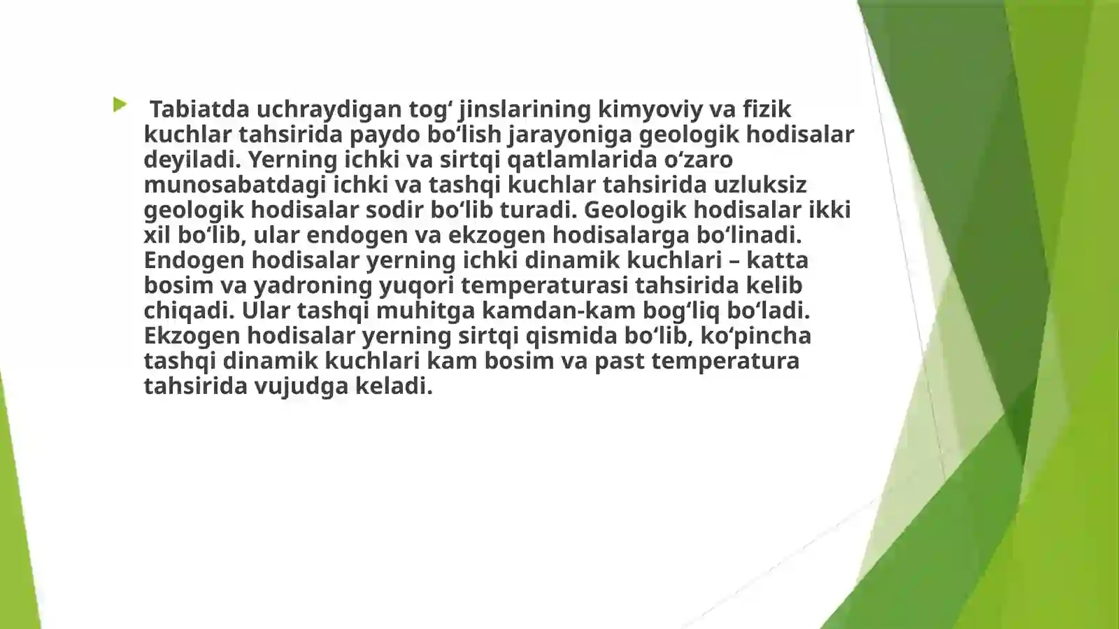 Geologik hodisalar haqida 2