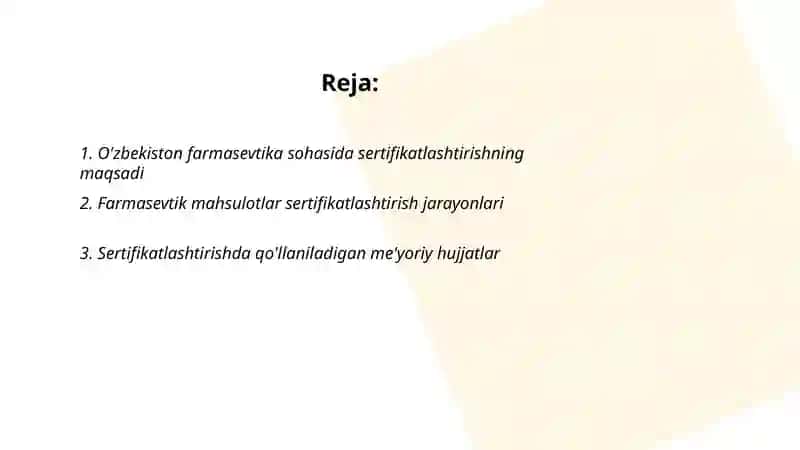 ozbekiston respublikasi farmasevtik tovarlarni sertifikatlashtrishning oziga hos xususiyatlari 2