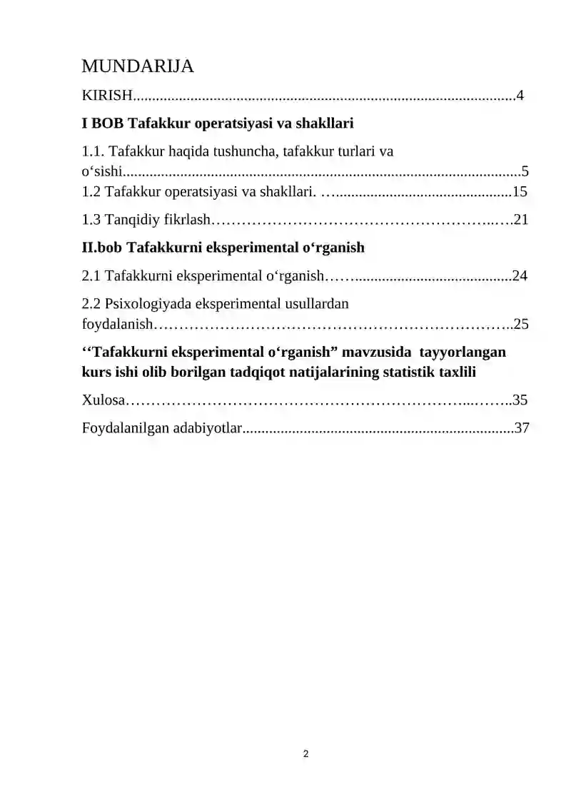 Tafakkurni Eksperimental O'rganish 2
