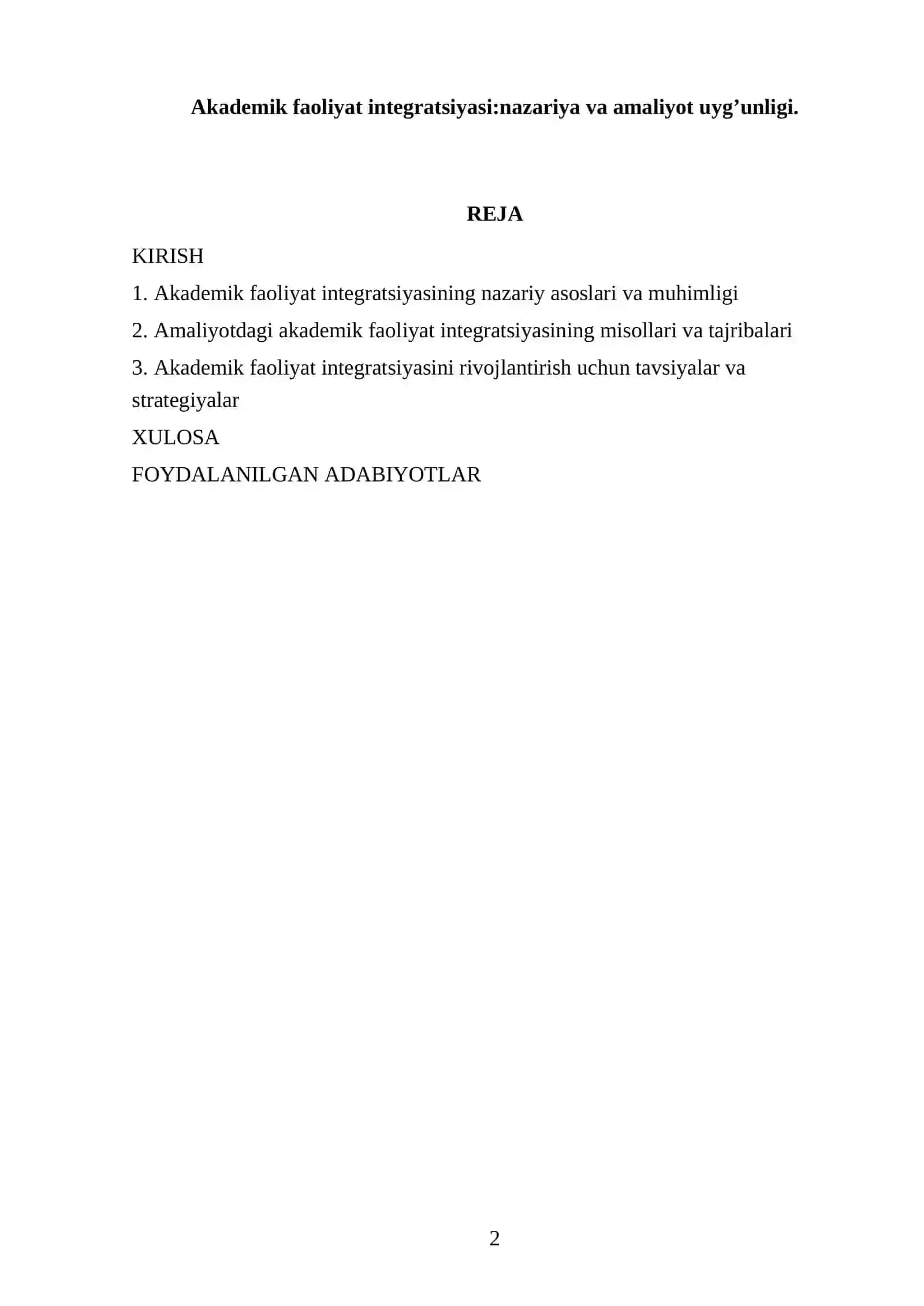 Akademik faoliyat integratsiyasi:nazariya va amaliyot uyg’unligi 2