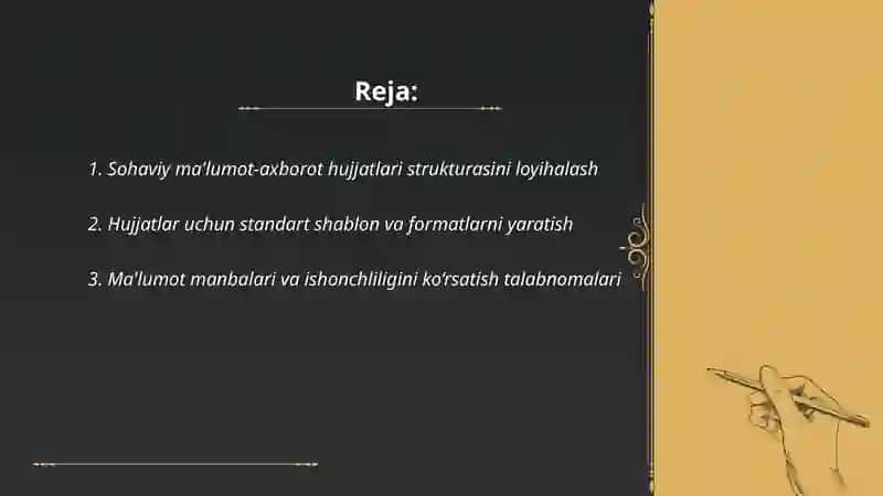 Sohaviy ma'lumot-axborot hujjatlari namunalarini tayyorlash 2