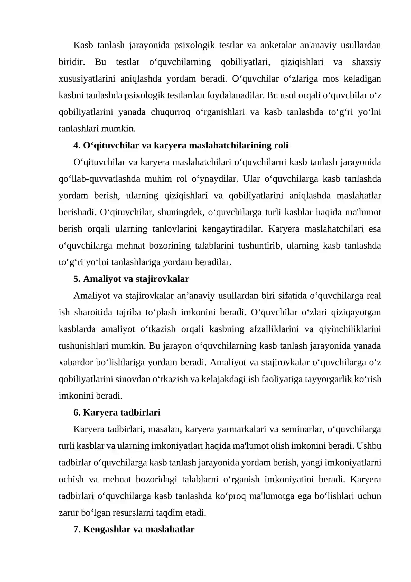 Kasb tanlashning an’anaviy usullari 2