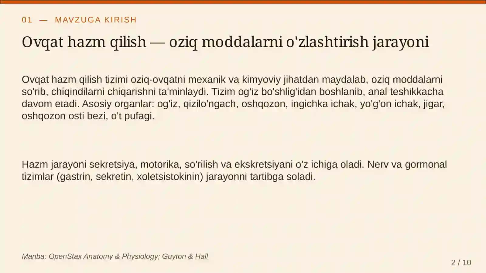 Insonning ovqat hazm qilish tizimi 2