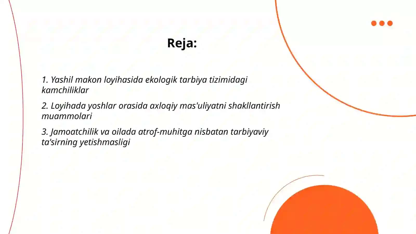 Yashil makon loyihasi axloqiy va tarbiyaviy muammolar tahlili 2