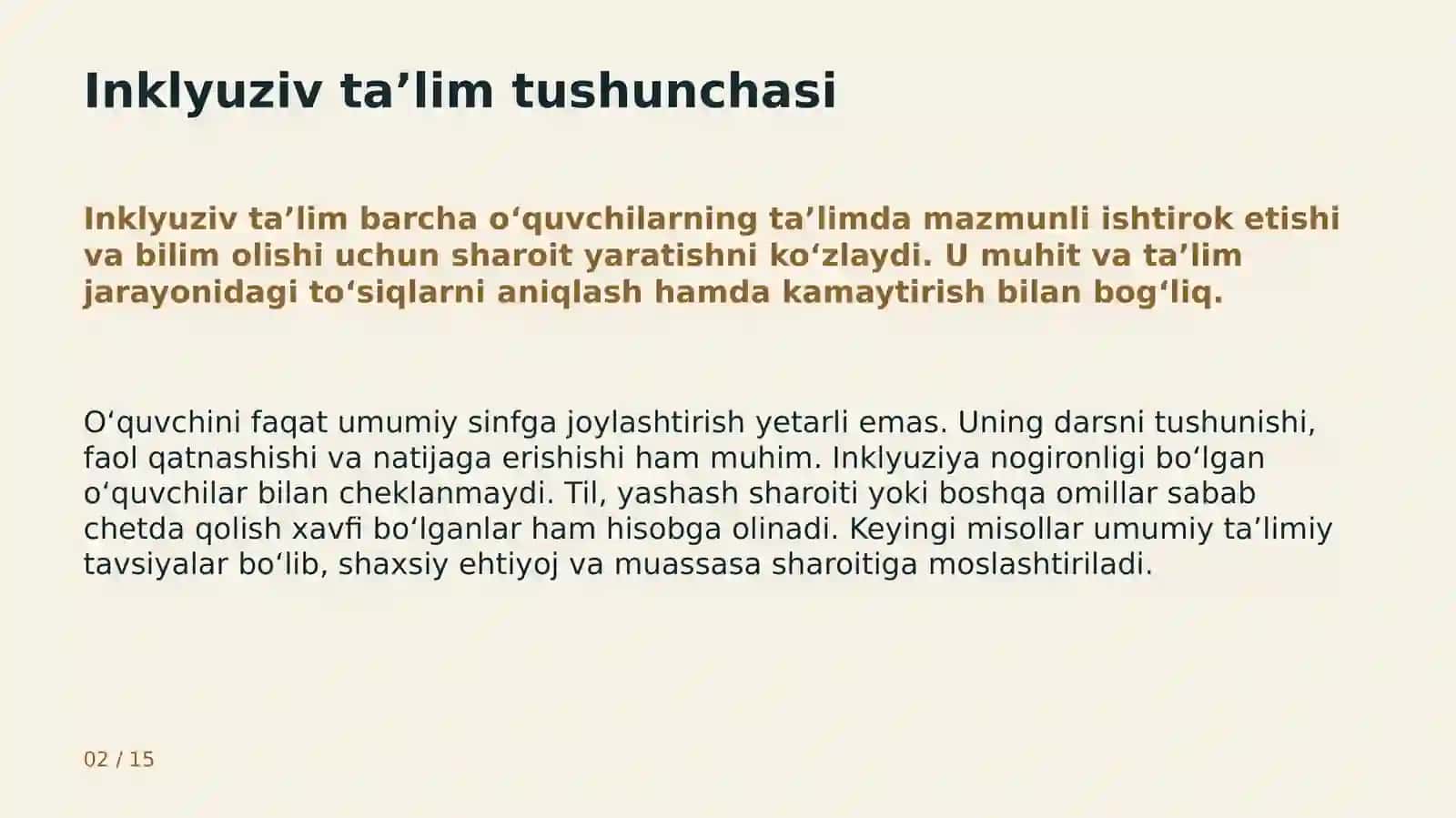 Inklyuziv ta’lim va teng imkoniyatlar 2