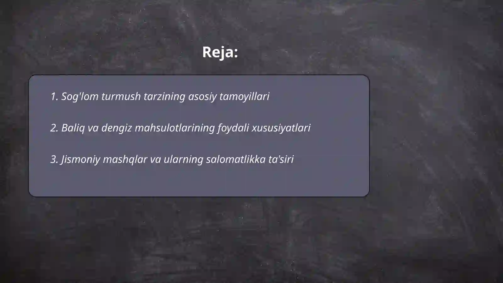 Turmush tarzi va salomatlik 2