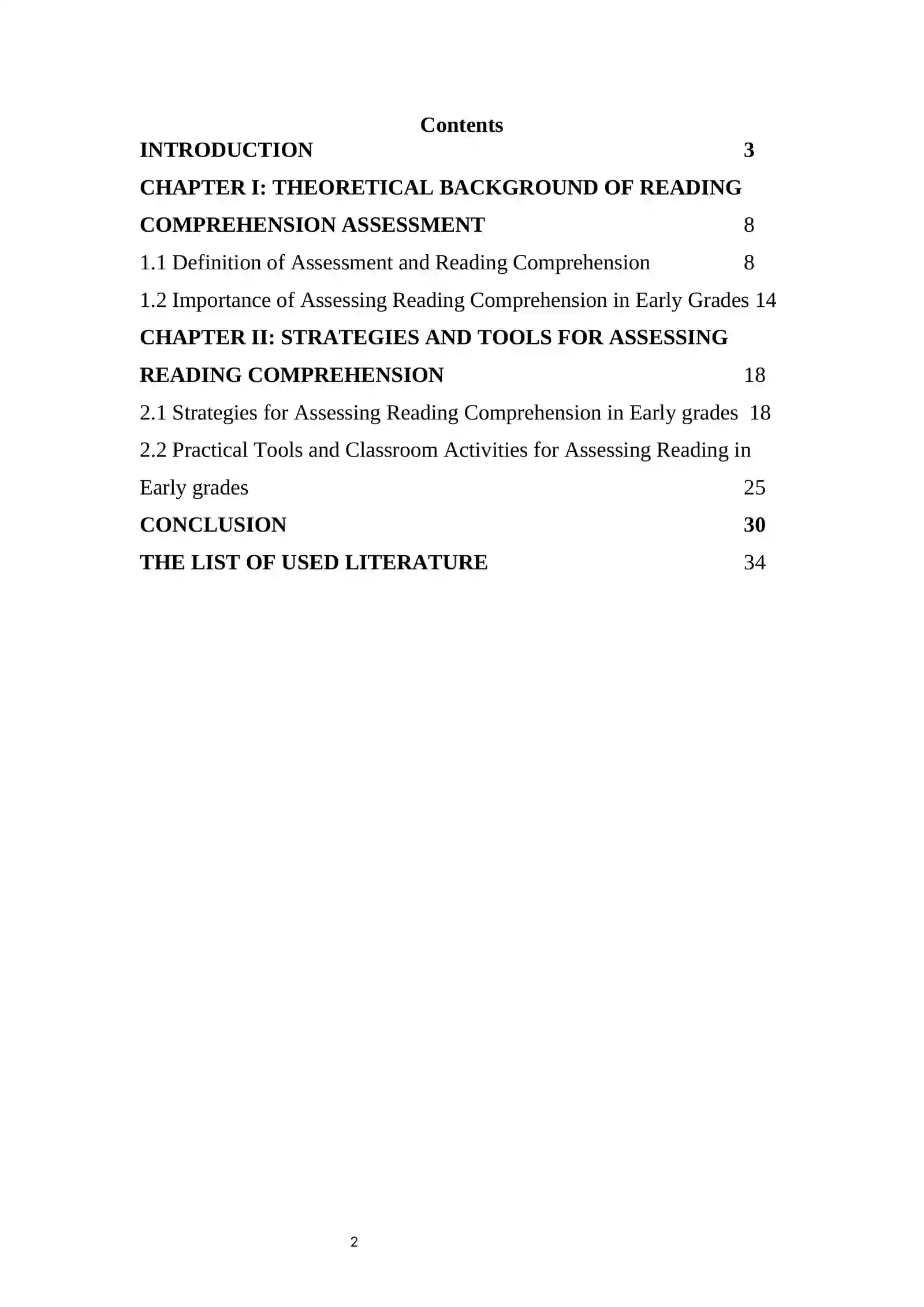 Course Work on Assessing Reading Comprehension 2