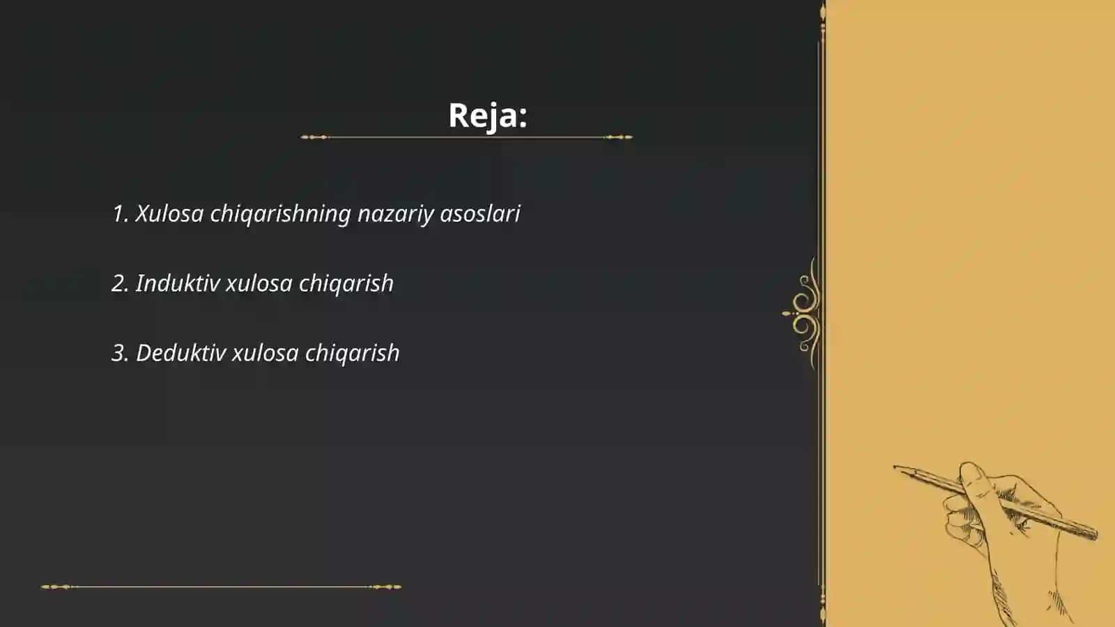 Xulosa chiqarishning umumiy mantiqiy tavsifi 2