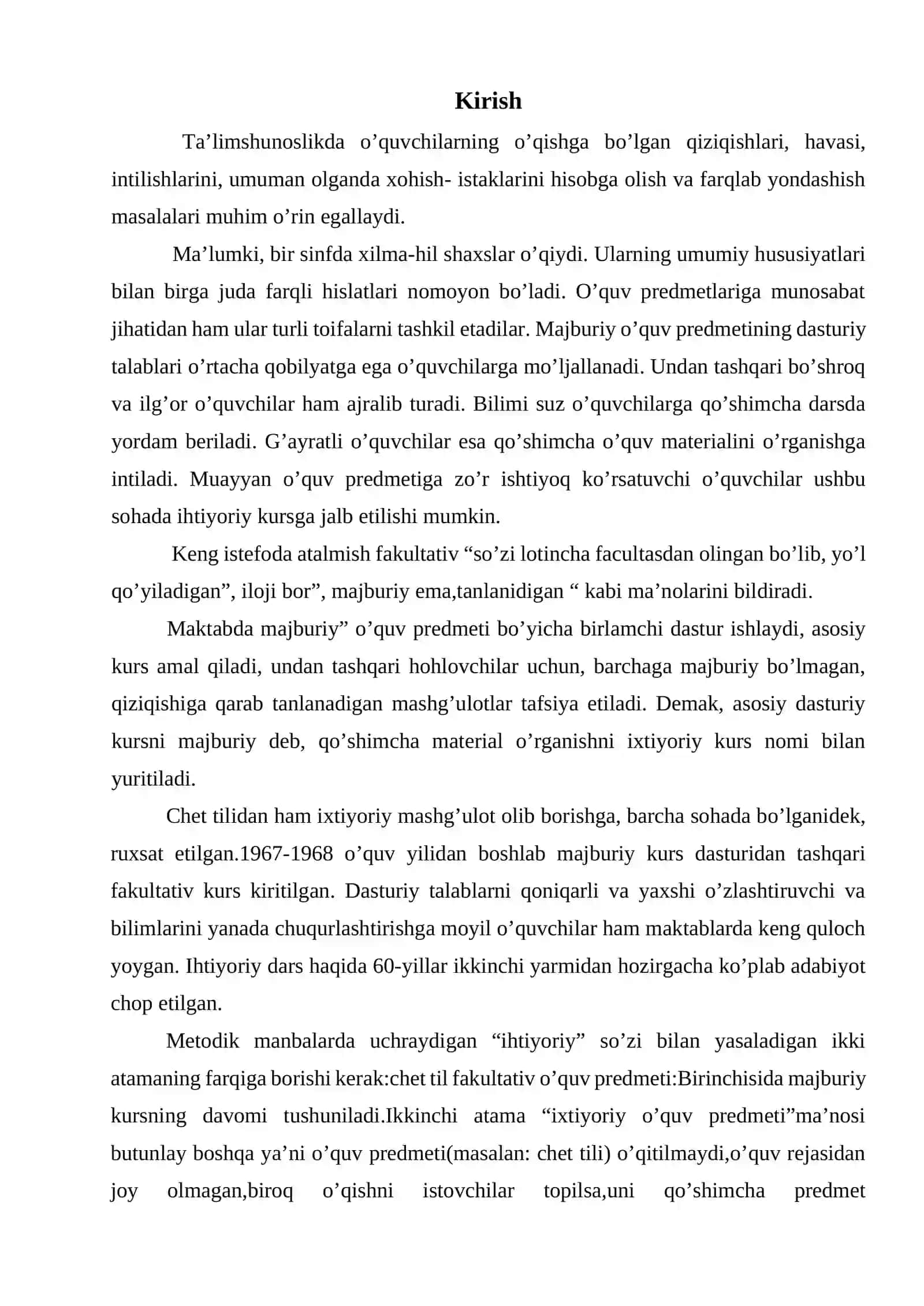 Og’zaki nutq va o’qishni chuqurroq o’rganish fakultativ kursi 2