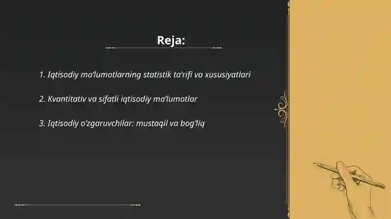Iqtisodiy ma’lumotlarning statistik tabiati 2
