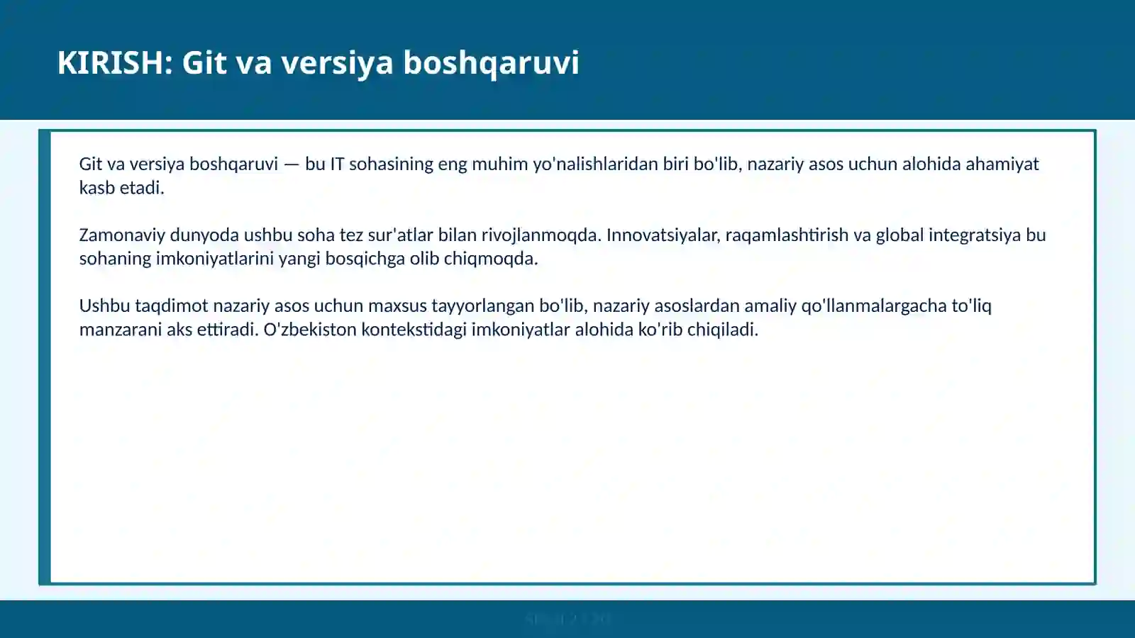 Git va versiya boshqaruv 2