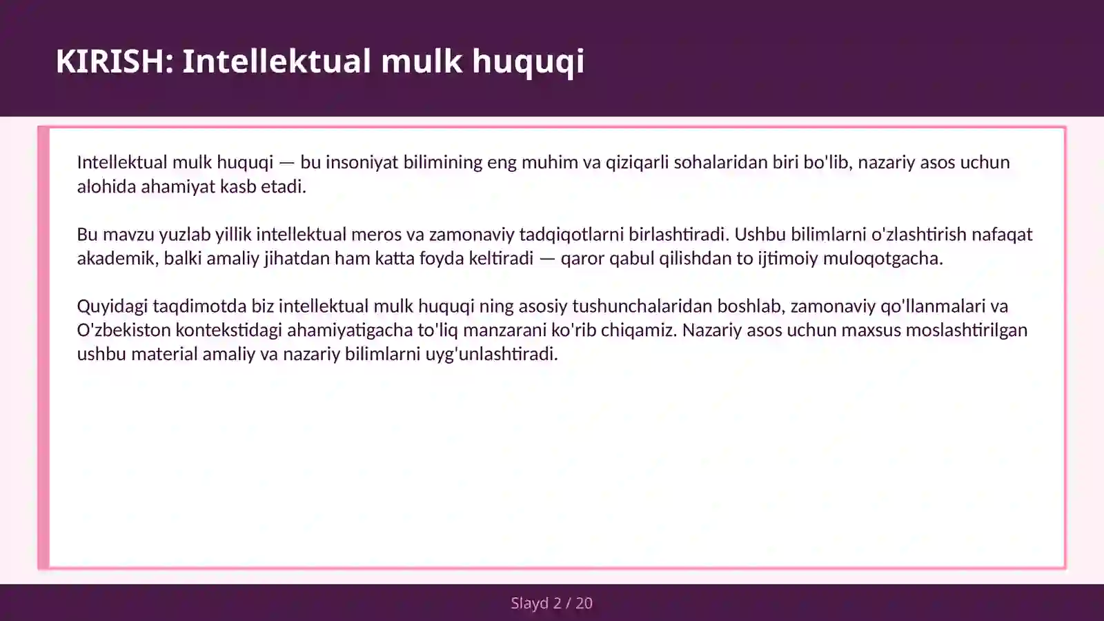 INTELLEKTUAL MULK HUQUQI 2