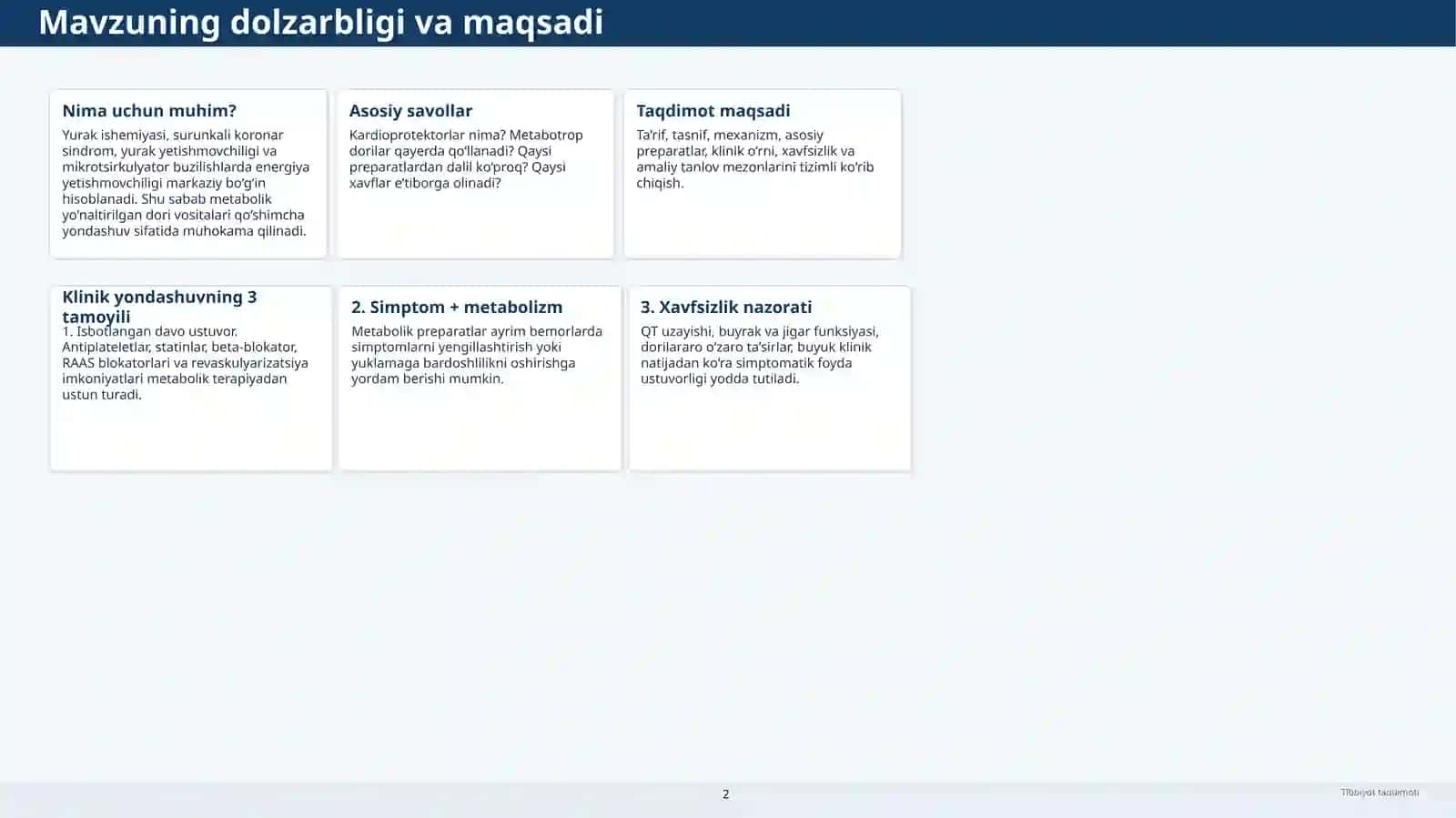 KARDIOPROTEKTORLAR VA METABOTROP DORI VOSITALARI 2