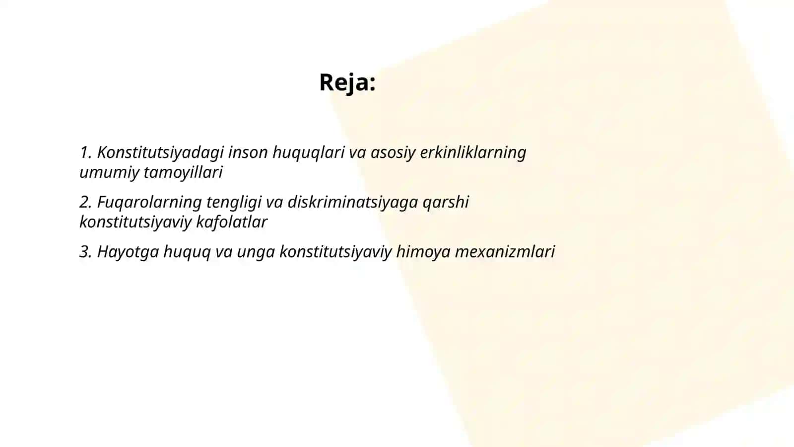 Oʻzbekiston Respublikasi Konstitutsiyasi — inson huquqlari va erkinliklarining kafolati 2