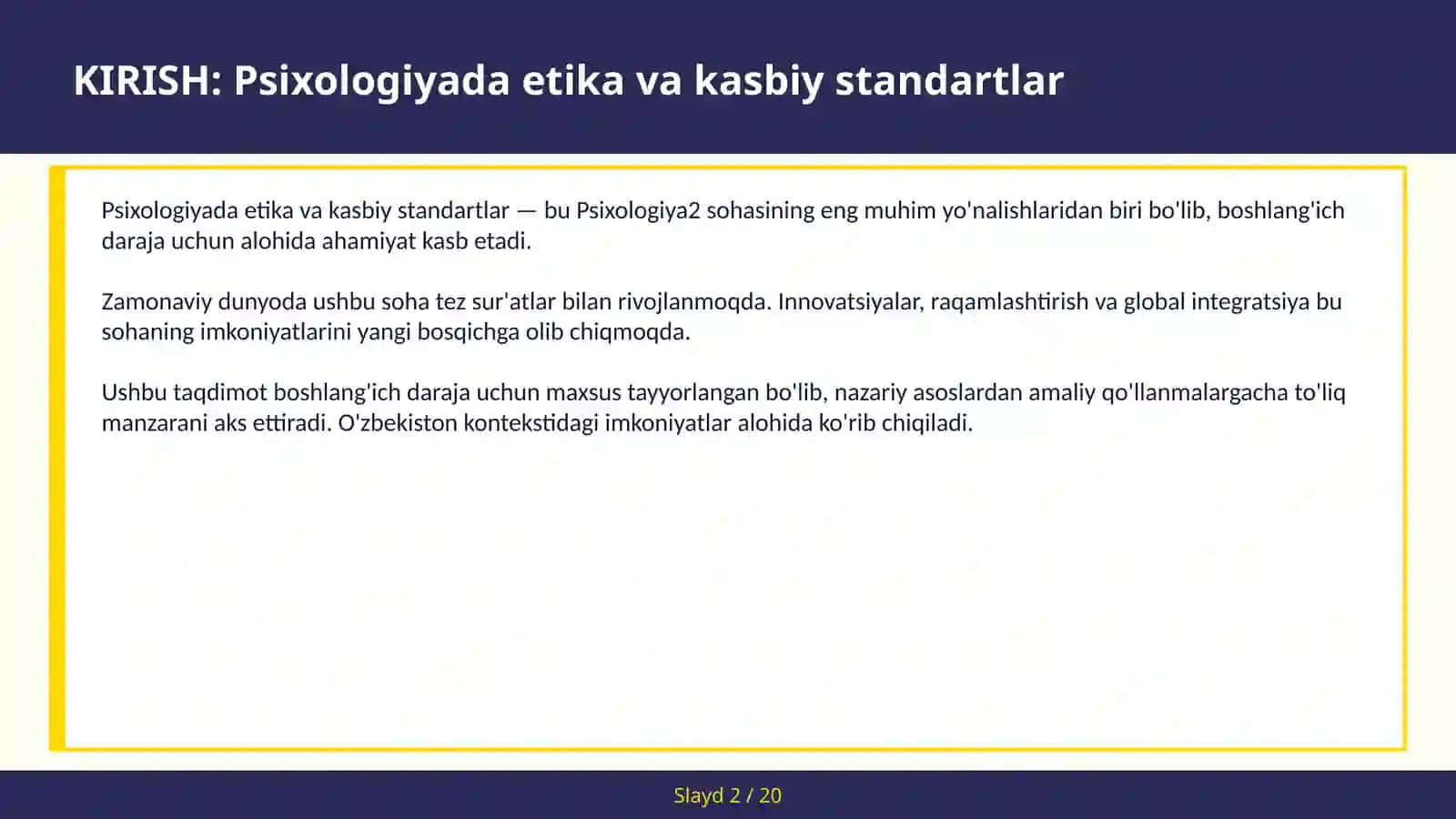 Psixologiyada etika va kasbiy standartlar 2