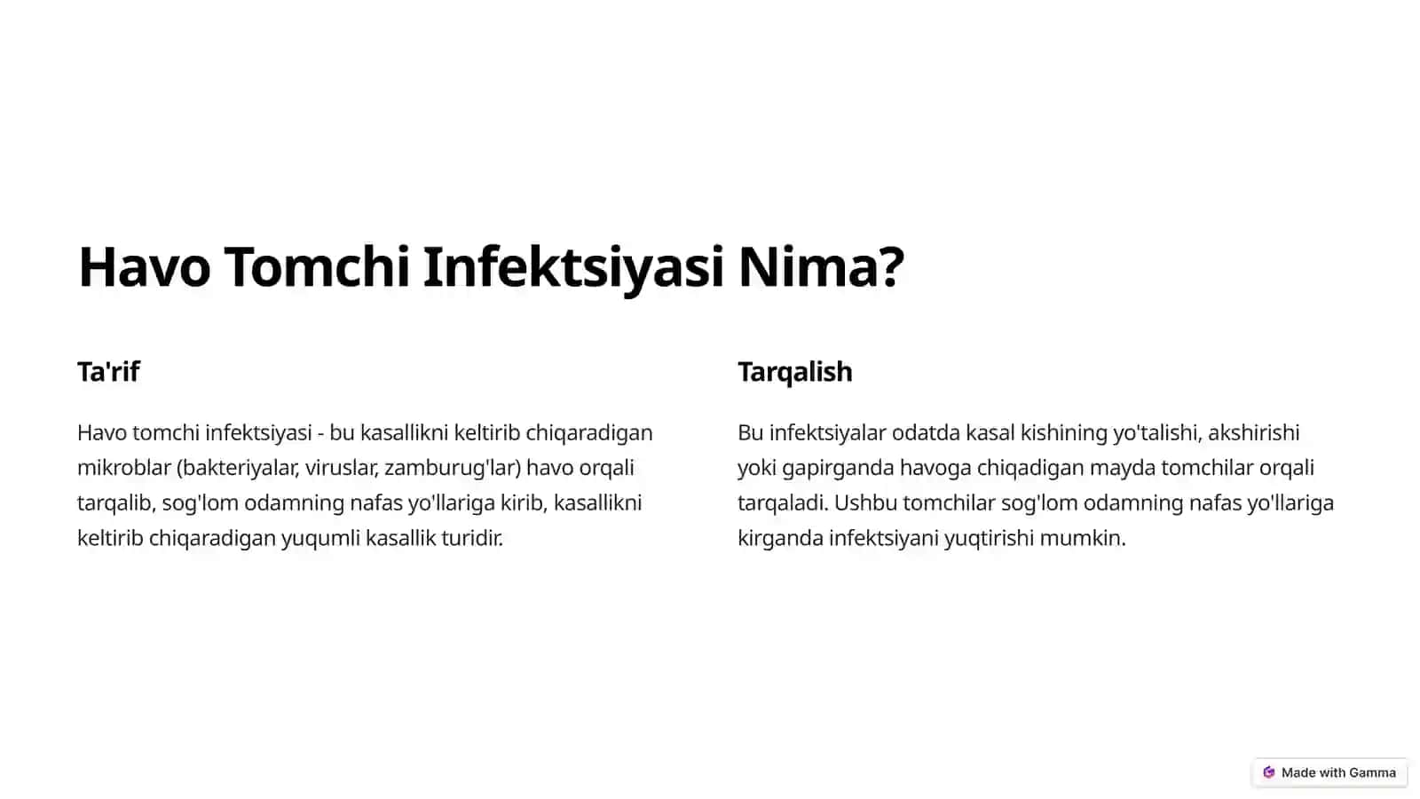 Havo tomchi infeksiyalari 2