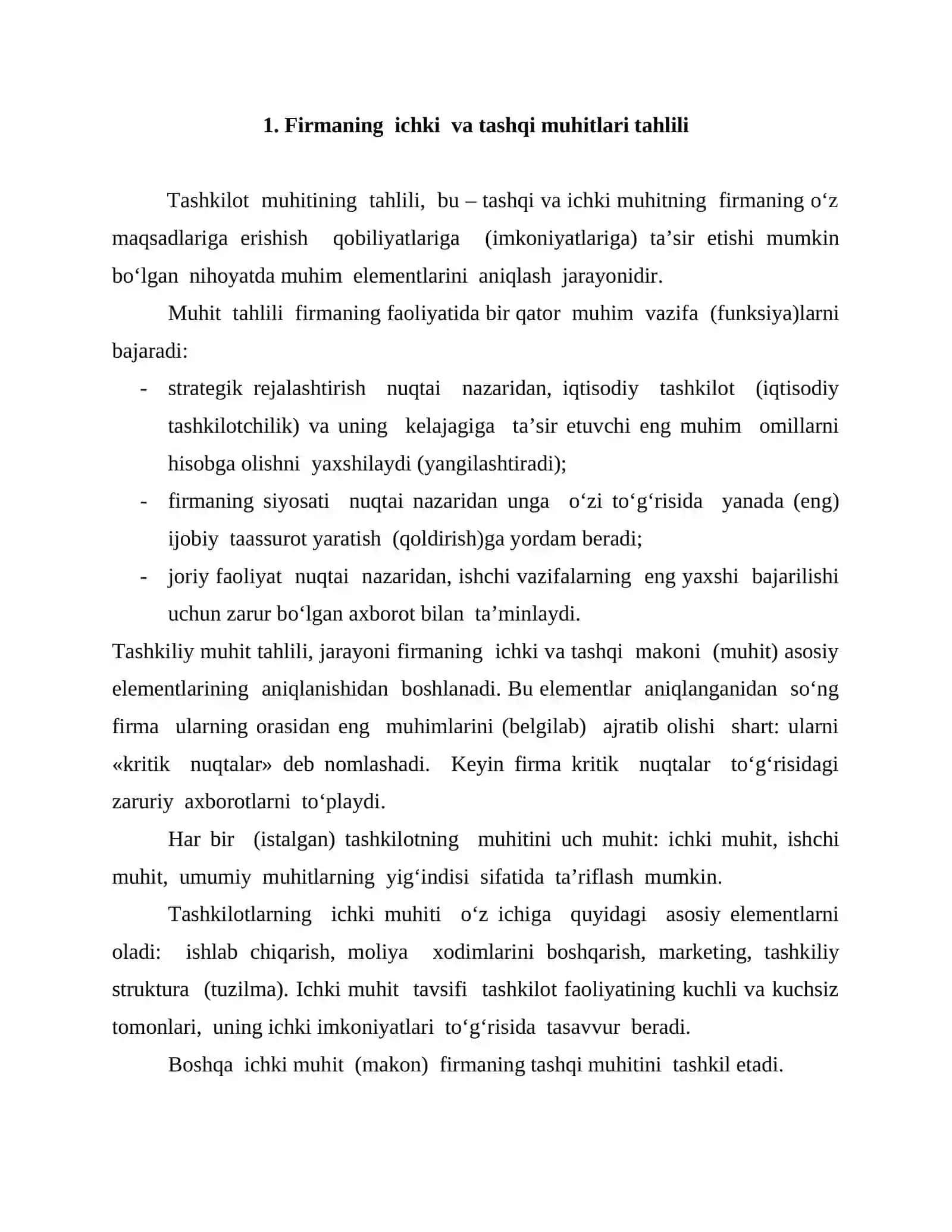 Mikrodarajada firma strategik rejalashtirishni tashkil etish 2
