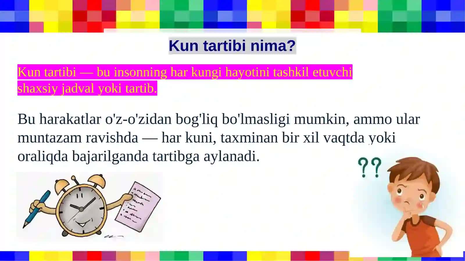Kun tartibi va salomatlikni mustahkamlash 2