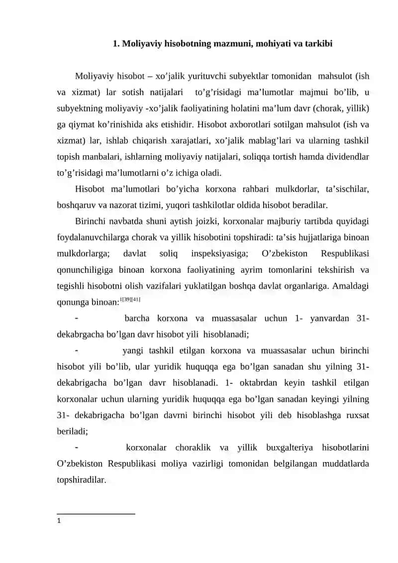 Moliyaviy hosbotlarni tuzish va taqdim etish 2