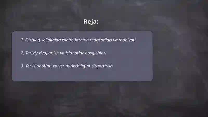 Qishloq xo’jaligida islohotlarning mohiyati va asosiy yo'nalishlari 2