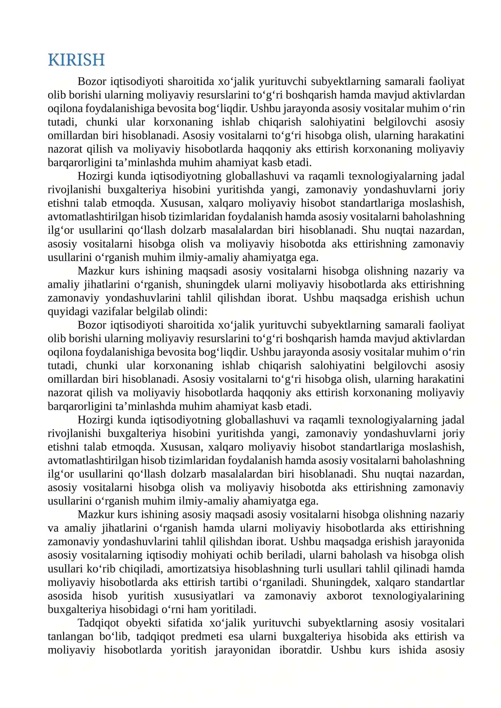 ASOSIY VOSITALARNI HISOBGA OLISH VA MOLIYAVIY HISOBOTI AKS ETTIRISHNING ZAMONAVIY YONDASHUVLARI 2