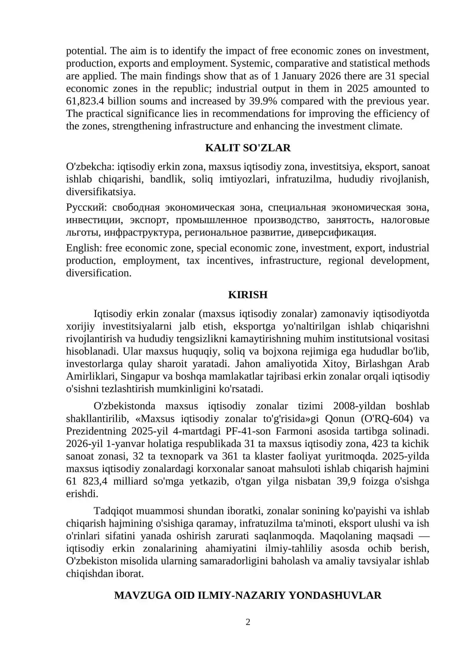 Iqtisodiy Erkin Zonalar va Ularning Ahamiyati 2