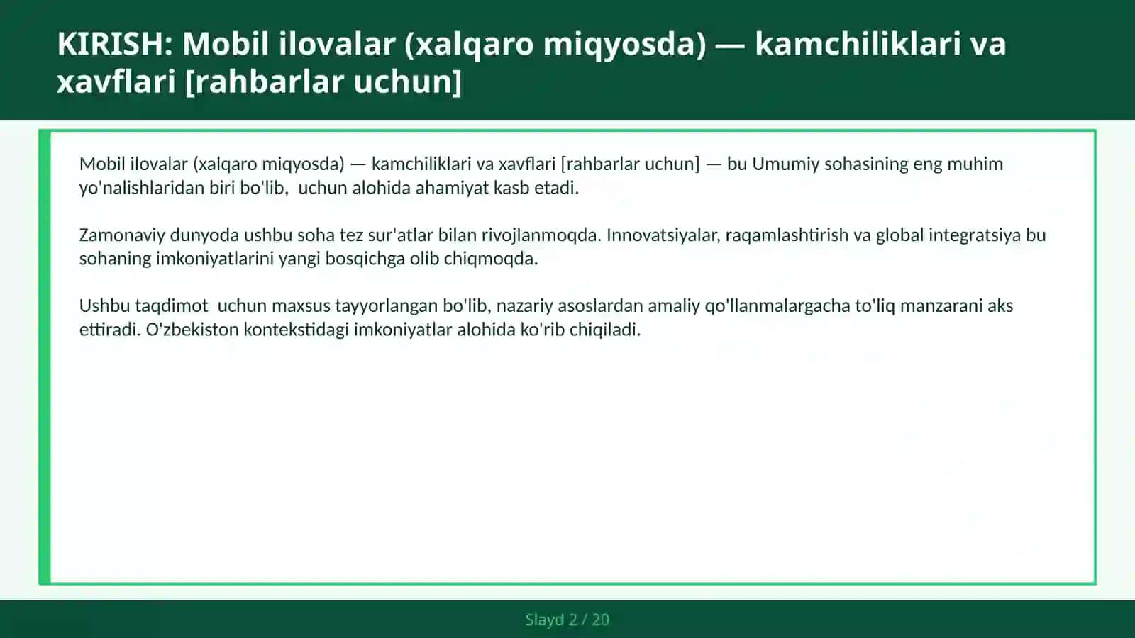 Mobil ilovalar (xalqaro miqyosda) — kamchiliklari va xavflari [rahbarlar uchun] 2