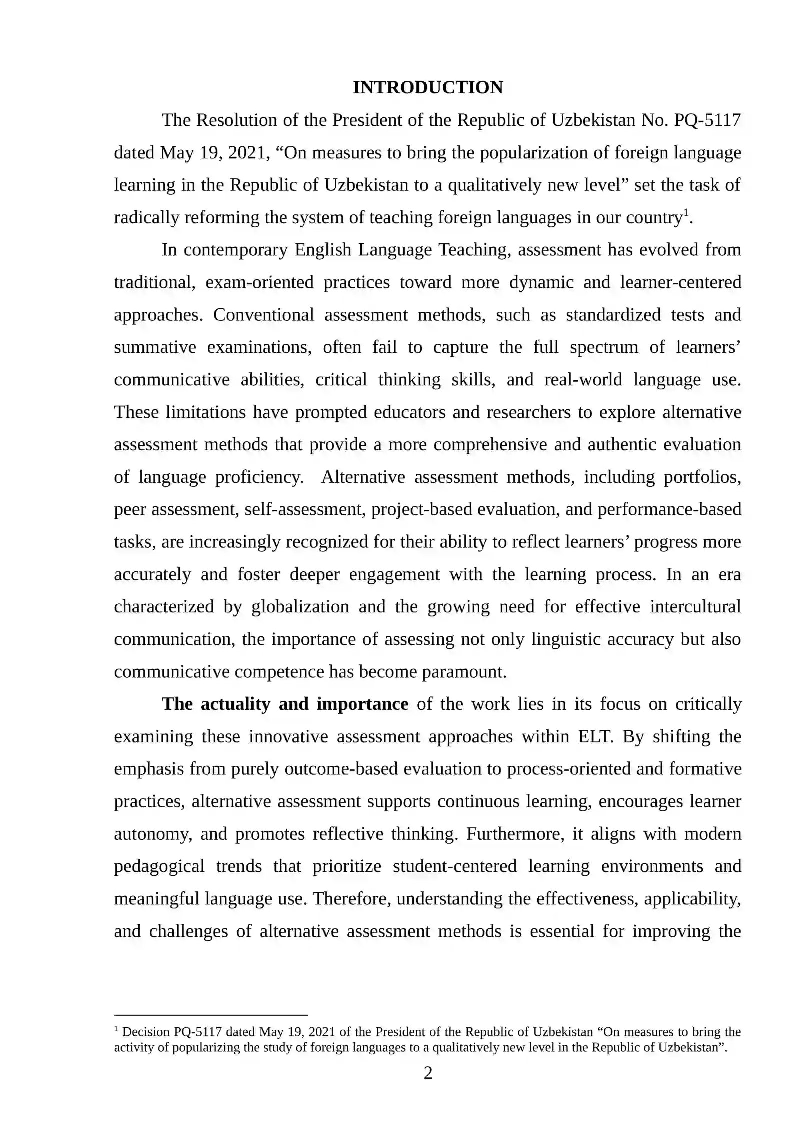 A critical review of alternative assessment methods in ELT 2