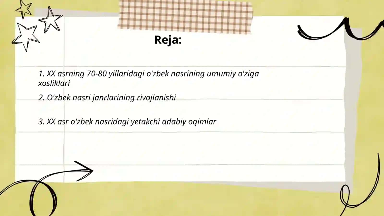 XX asrning 70-80 yillarida o'zbek nasriga xos yetakchi xususiyatlar 2