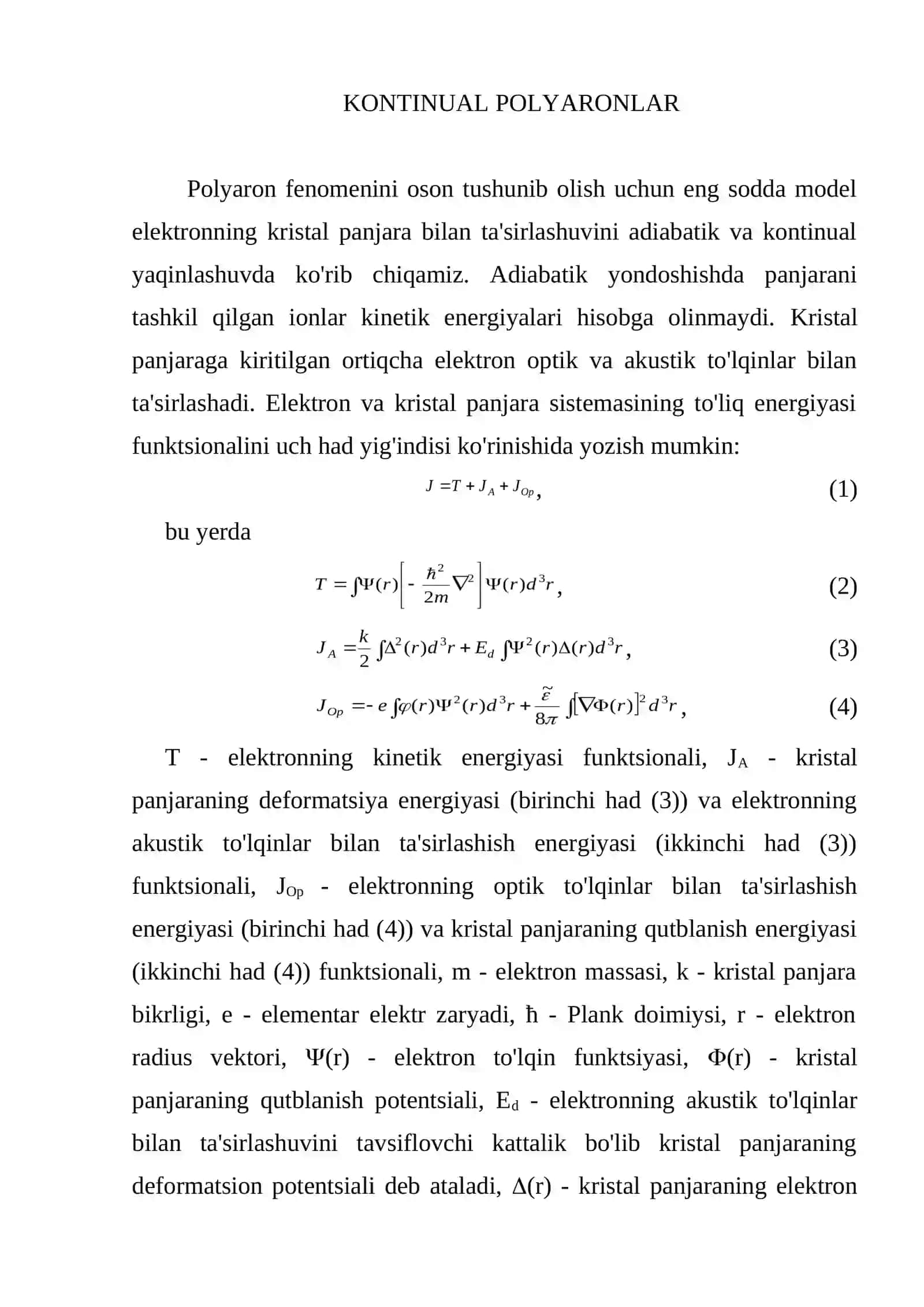 Kontinual polyaronlar 2