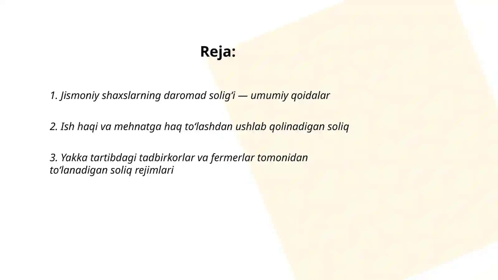 Jismoniy shaxslarni va ularning ayrim toifalari tomonidan toʻlanadigan soliq 2