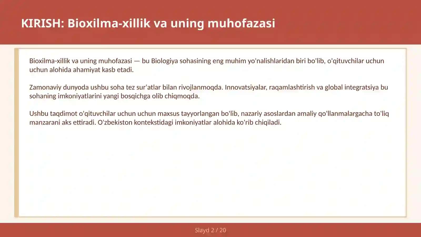 BIOХILMA-ХILLIK VA UNING MUHOFAZASI 2