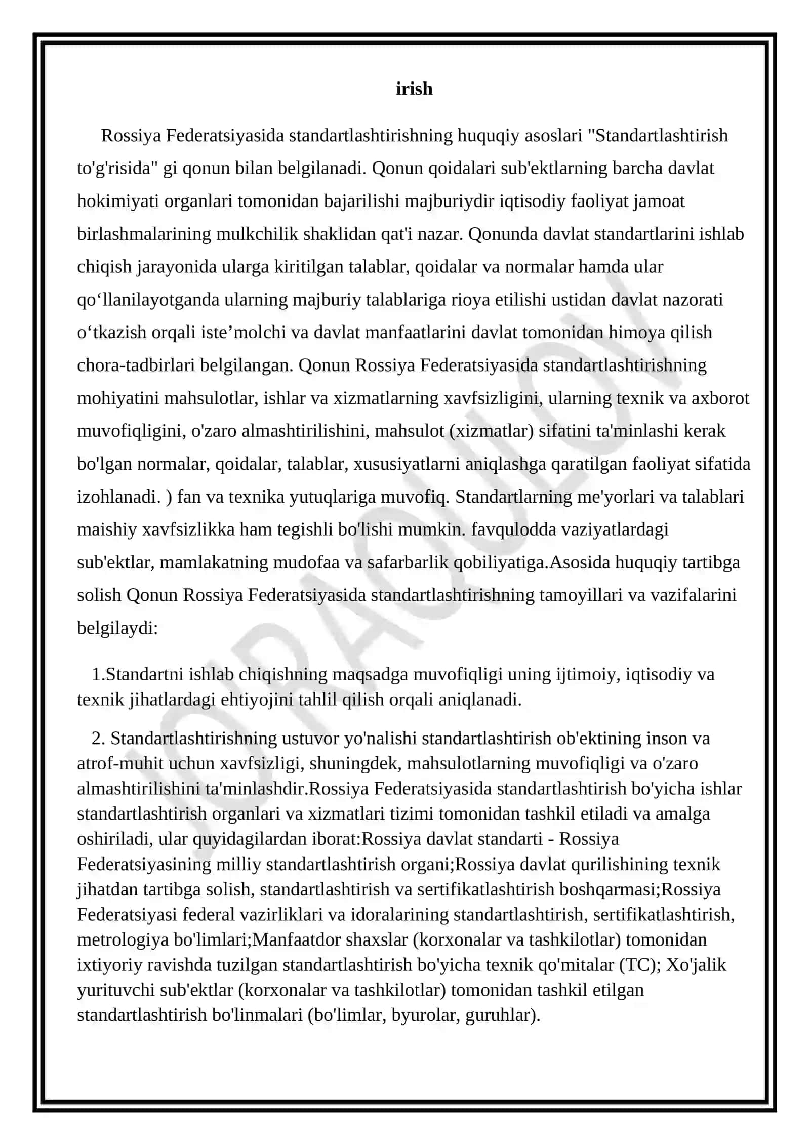 Standartlarni ishlab chiqish tartibi 2
