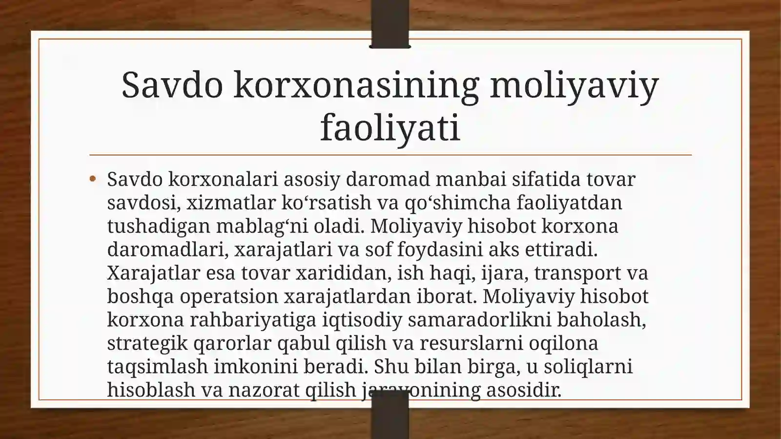 Savdo korxonalarida soliqlar hisobi va moliyaviy hisobot 2