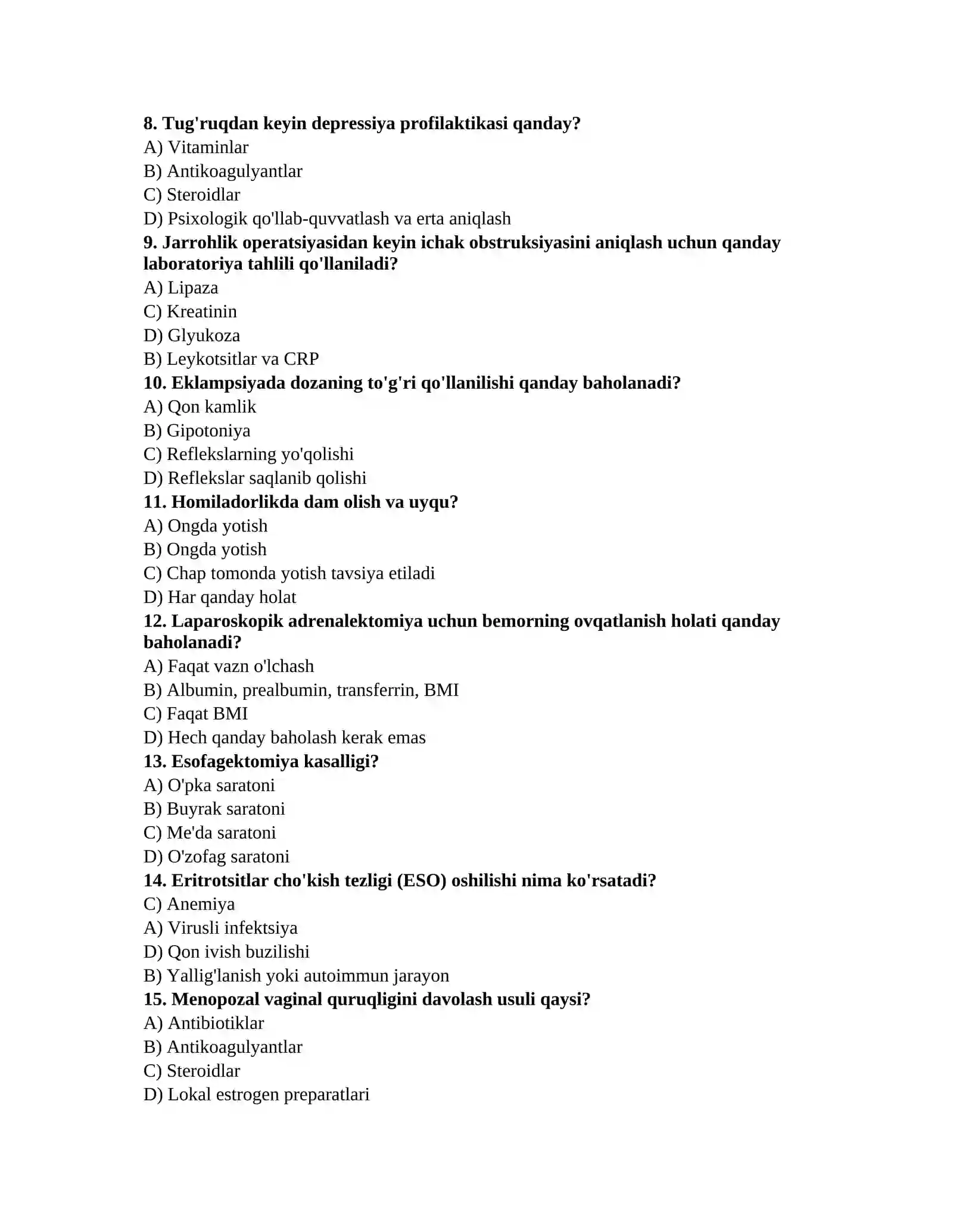 Ordinantura imtihon testlari 2