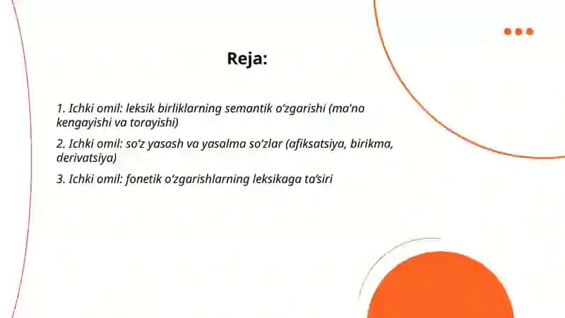 Tilning leksik taraqqiyotidagi ichki va tashqi omillar 2
