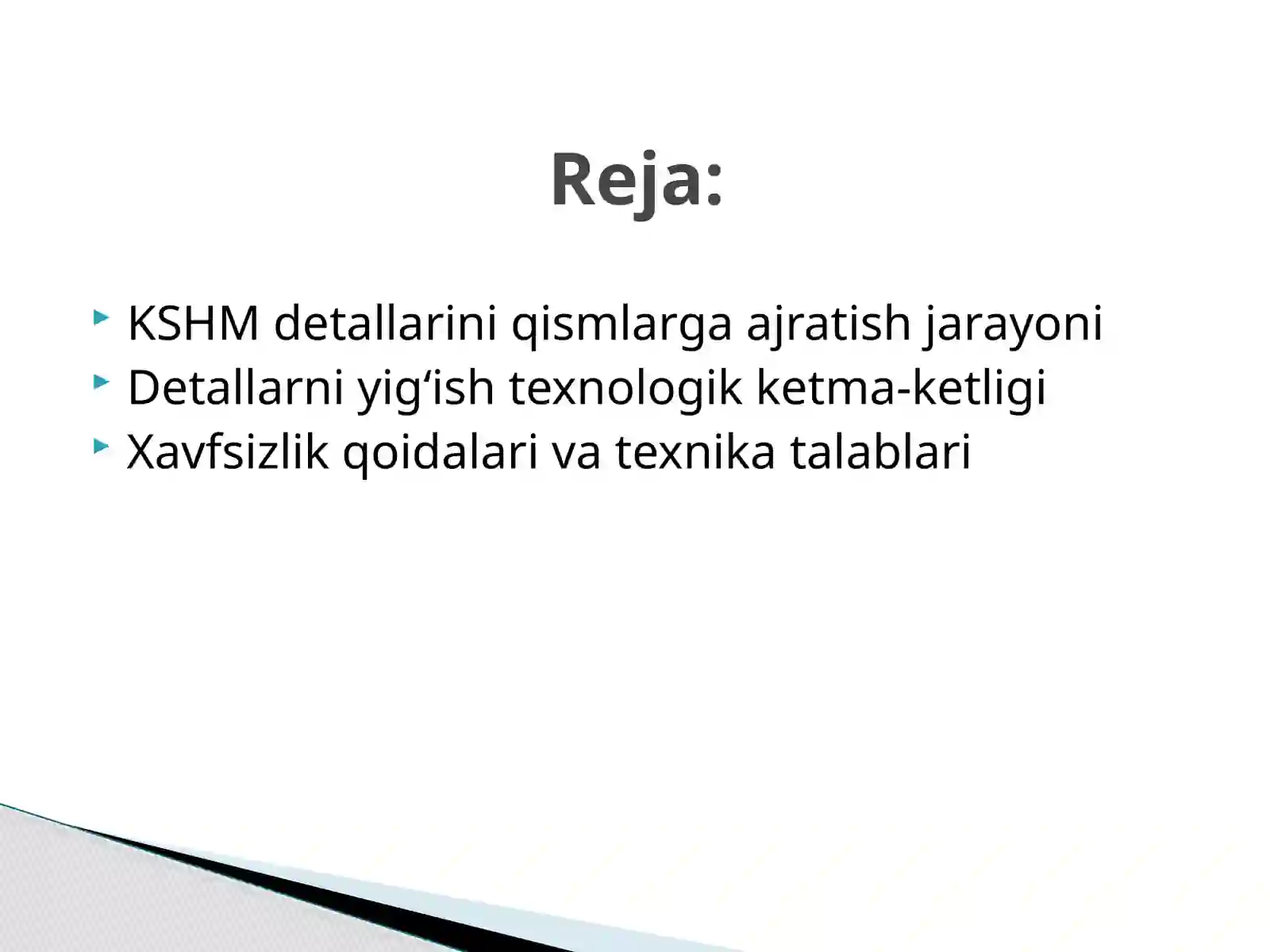 KSHM detallarini qismlarga ajratish vayi 2