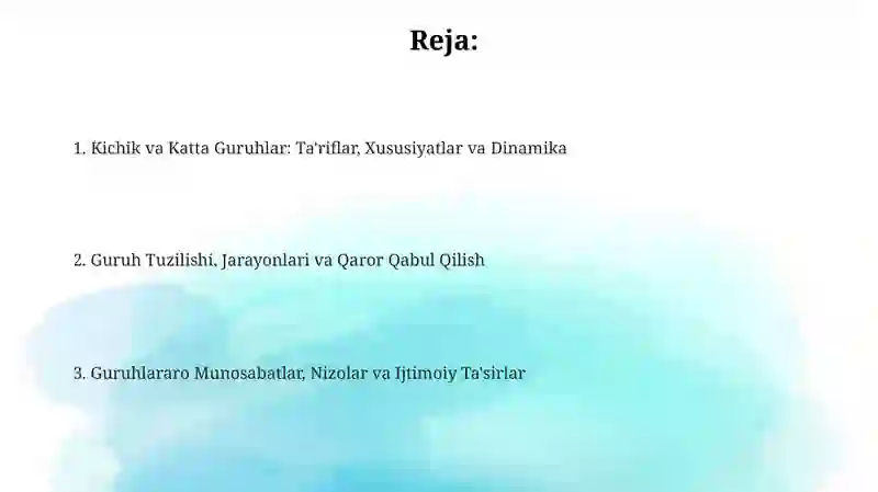 Kichik va Katta Guruhlar Psixologiyasi 2