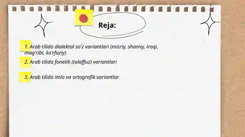 Arab tilida so'z variantlari 2